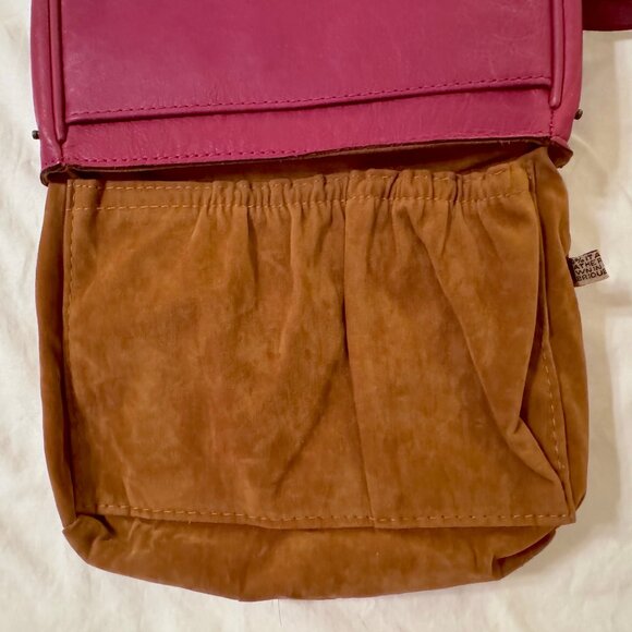 PATRICIA NASH - Karisa Raspberry Dark Pink Leather Flap Crossbody Purse - Picture 10 of 12